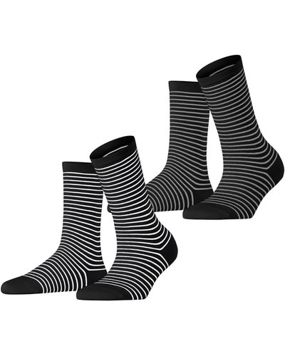 Esprit Socken Fine Line 2-Pack W SO Baumwolle gemustert 2 Paar - Schwarz