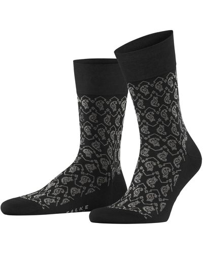 FALKE Socken Sensitive Indian Tie Pattern M SO Baumwolle mit Komfortbund 1 Paar - Schwarz
