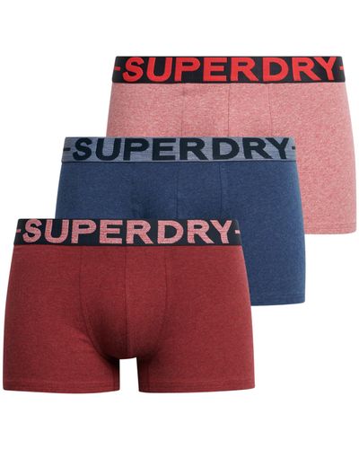 Superdry Trunk Triple Pack Boxershorts - Rot