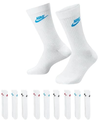 Nike 12 Paar Sportsocken - weiss/schwarz/Multicolor - Sportswear Everyday Essential CREW Socken 34/38/42/46/50 - Weiß