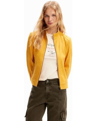 Desigual Slim Biker Jacket - Yellow
