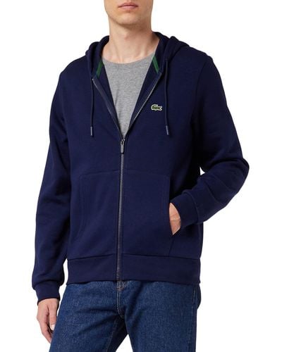 Lacoste Herren-Jogger-Sweatshirt mit Kangaroo Pocket Fleece und Reißverschluss - Blau