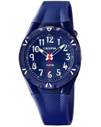 Calypso St. Barth Quartz Watch With Blue Dial Analogue Display And Blue Plastic Strap K6064/3