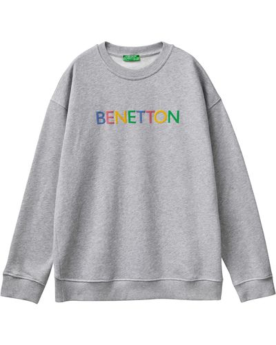Benetton Jersey G/c M/l 3j68u100f Hooded Sweatshirt - Grey