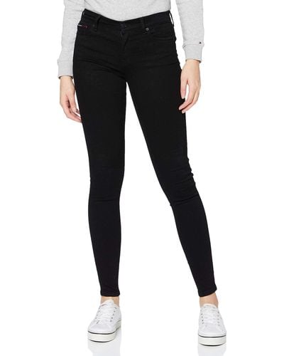 Tommy Hilfiger Nora Mid Rise Skinny Fit Black Jeans Vaqueros - Negro