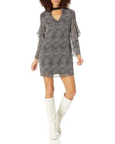 Sam Edelman Printed Choker Shift Dress - Gray