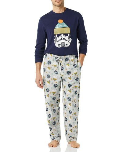 Amazon Essentials Disney | Marvel | Star Wars | Princess Flannel Pyjama Sleep Sets - Blue