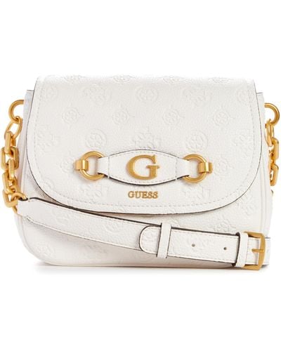 Guess Izzy Peony Tri Compartment Flap stone logo - Weiß
