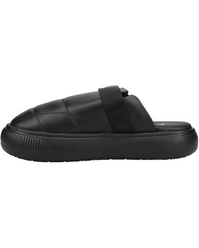 PUMA Womens Suede Mayu Platform Mules Trainers Shoes Casual - Black, Black, 6 Us