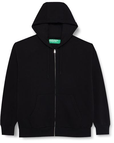 Benetton Jacket W/capp M/l 3j73u5006 Long Sleeve Hoodie - Black