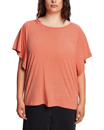 Esprit Curvy T-Shirt mit XL-Ärmeln - Orange