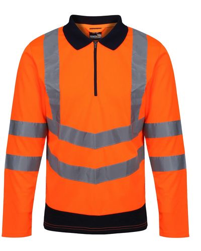 Regatta Professional S Hi Vis Long Sleeve Polo Shirt - Orange