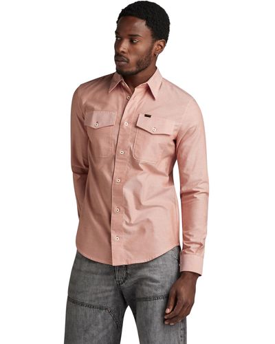 G-Star RAW Marine Slim Shirt Long Sleeve Camisetas - Rosa