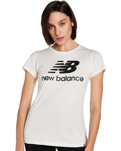 New Balance Essentials Stacked Logo T-Shirt - Bianco