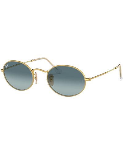 Ray-Ban 0rb3547 Oval Sunglasses, Gold, 54 Mm - Black