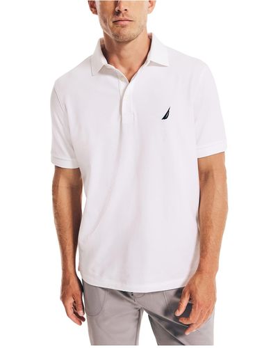 Nautica Short Sleeve Solid Stretch Cotton Pique Polo Shirt - White