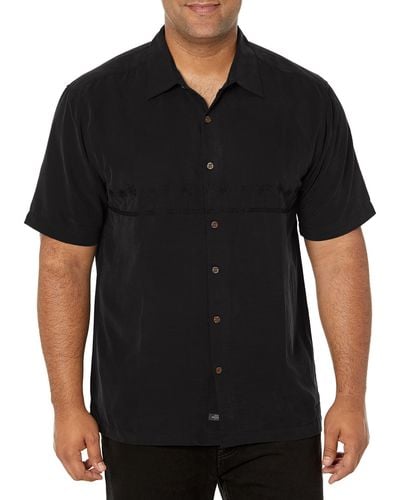 Quiksilver Waterman Tahiti Palms 4 Button Up Floral Collared Shirt - Black