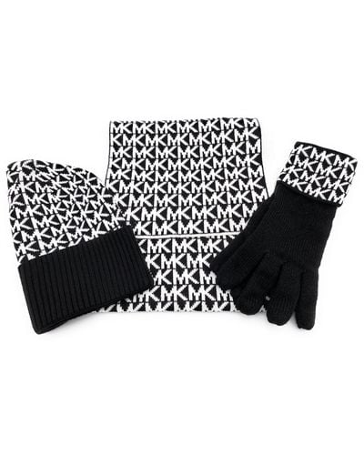Michael Kors Set I Scarf/hat/gloves I Hat/scarf/gloves I Soft Acrylic Wool I Logo I Gift Packaging I - Black