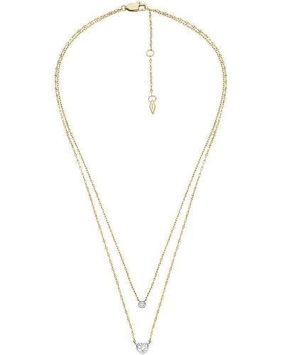 Fossil Sadie Tokens Of Affection Two-tone Stainless Steel Chain Necklace - Metallic