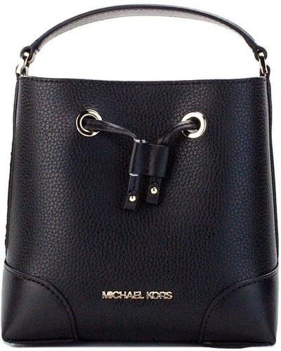 Michael Kors Mercer Small Pebbled Leather Bucket Crossbody Bag Purse - Black