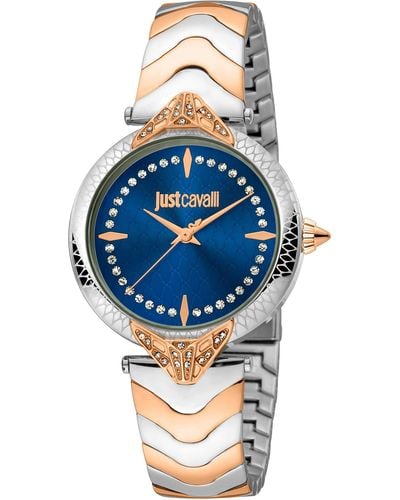Just Cavalli Analog Quarz Uhr mit Edelstahl Armband JC1L238M0115 - Blau