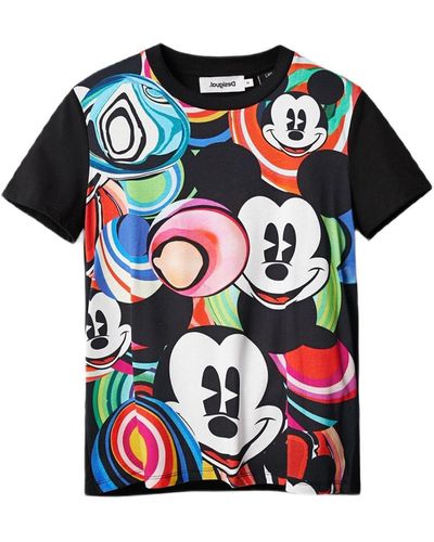 Desigual Ts_mickey Marbles T-shirt Voor - Wit