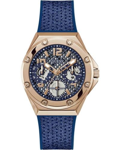 Guess Analog Quartz Watch With Stainless Steel Strap Gw0620l3 - Blue