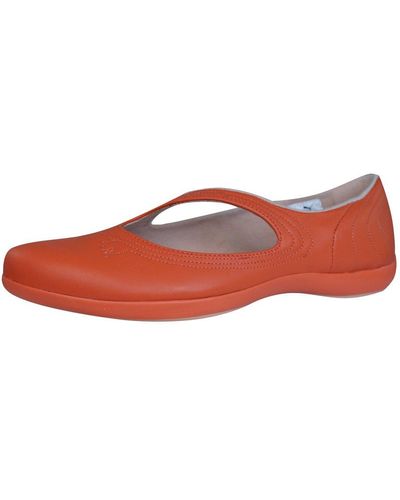 PUMA Vitta L Womens Leather Ballet Pumps/shoes - Red Coral-7.5 - Black