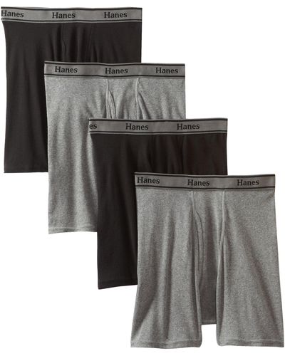 Hanes Ultimate 4-pack Freshiq Tagless Cotton Boxer With Comfortflex Waistband Briefs - Black