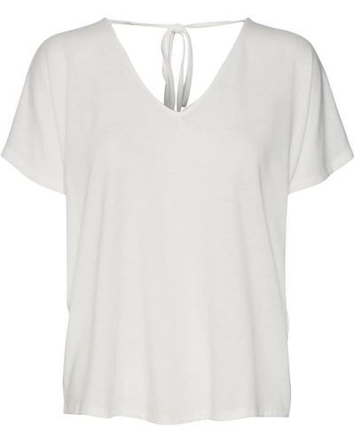 Vero Moda Vmmarijune Ss Deep V-neck Top Jrs T-shirt - White