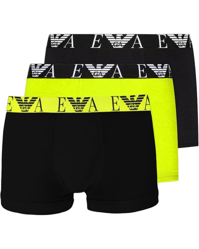 Emporio Armani Boxershorts Boxer Unterhosen Trunk Stretch Cotton 3er Pack - Gelb