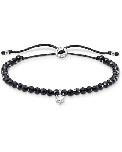 Thomas Sabo Armband schwarze Perlen mit weißem Stein 925 Sterling Silber A1987-401-11-L20v - Mettallic