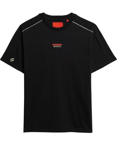 Superdry Locker geschnittenes Sport Tech T-Shirt mit Logo Schwarz L