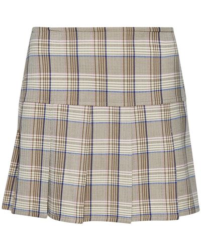 Superdry Skirt Vintage Tweed Pleat Mini Rock Cream Blue/ferringbone 40 - Meerkleurig