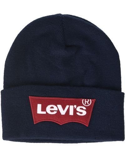 Levi's Levis Footwear and Accessories Red Batwing Embroidered Slouchy Beanie Gorro de Punto - Azul