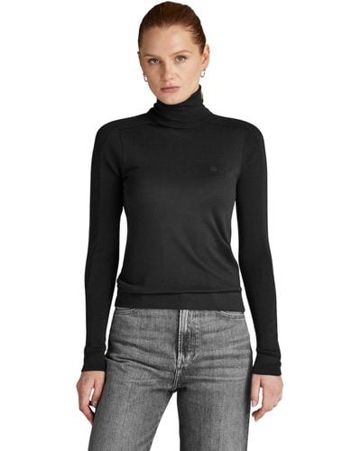 G-Star RAW Core Slim Turtle Knitted Pullover - Schwarz