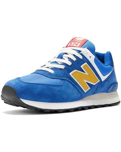 New Balance 574 In Grey/blue Suede/mesh