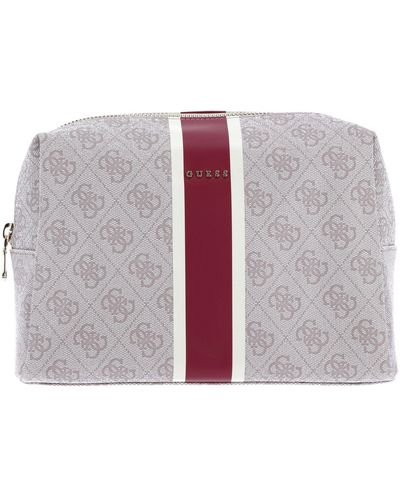 Guess Large Top Zip Cosmetic Bag Dove Logo - Paars