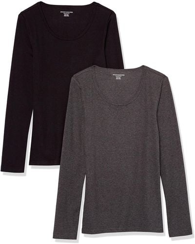 Amazon Essentials Slim-fit Rib Scoop Neck Rib Sweater - Black