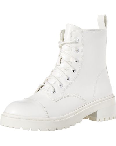 The Drop Sparta Chunky Sole Lace Up Combat Boot Cream - White