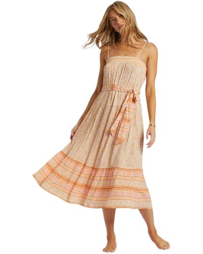 Billabong Dresses Casual Sleeveless Dress Loose Sundress Middi - Brown