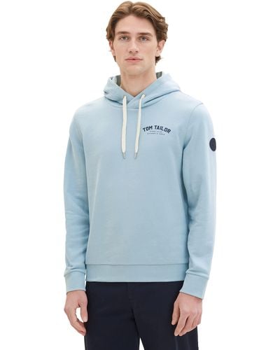 Tom Tailor 1037751 Sweatshirt Hoodie mit Logo-Print - Blau