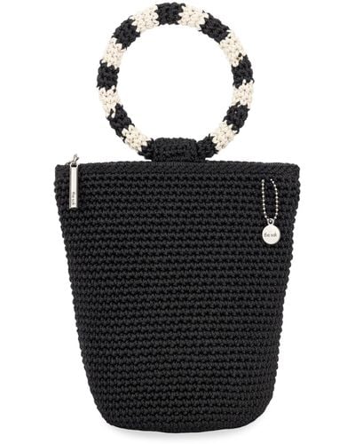 The Sak Ayla Ring Handle Pouch In Crochet - Black