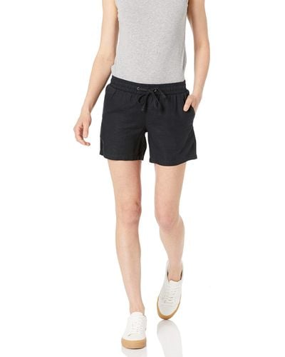 Amazon Essentials Shorts aus Leinengemisch mit Zugband und 12,7 cm Innenbeinlänge - Schwarz