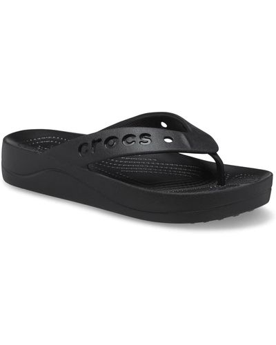 Crocs™ Baya Plataform Flip Sandaal Voor - Zwart