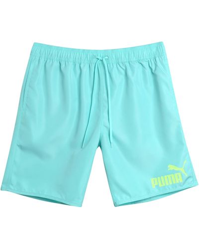 PUMA Quick Dry Swimsuit Trunks With Mesh Compression Liner - 8" Inseam - Blue