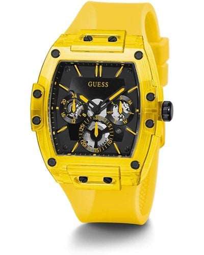 Guess Gw0203g6 Yellow Silicone Band Black Dial Multifunction Analog Watch