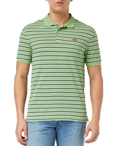 Levi's Housemark Polo T-shirt ,hopscotch Stripe Aspen Green,m - Groen