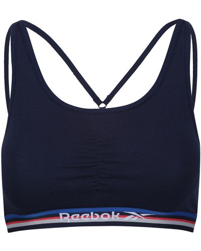 Reebok Damen Baumwoll-Crop-Top in Marineblau | Fitnessunterwäsche mit geringer Belastung - Blu
