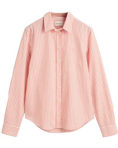 GANT Reg Poplin Striped Shirt - Pink